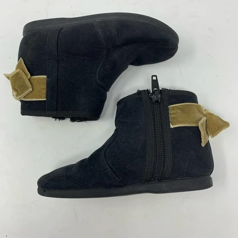 Childrenchic black suede bootie‎ gold bow 24 / 7.5